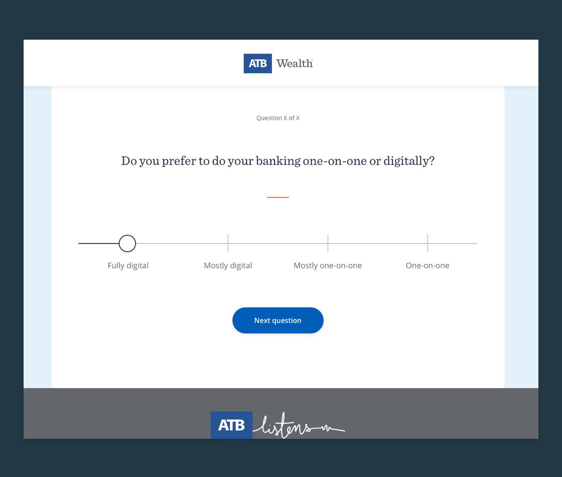 Example of segmented slider format used within the tool