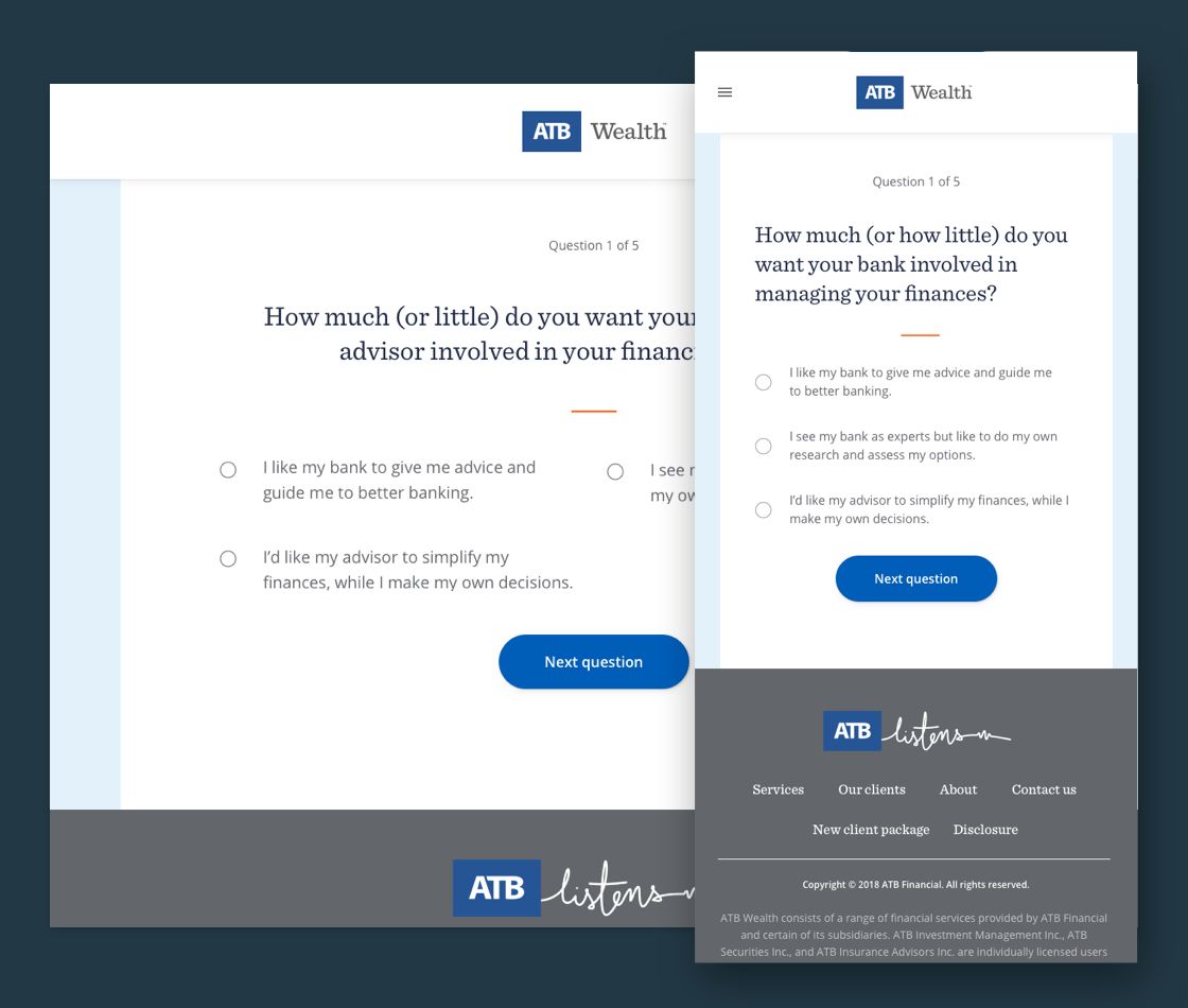 Example of question featured in segmentation tool