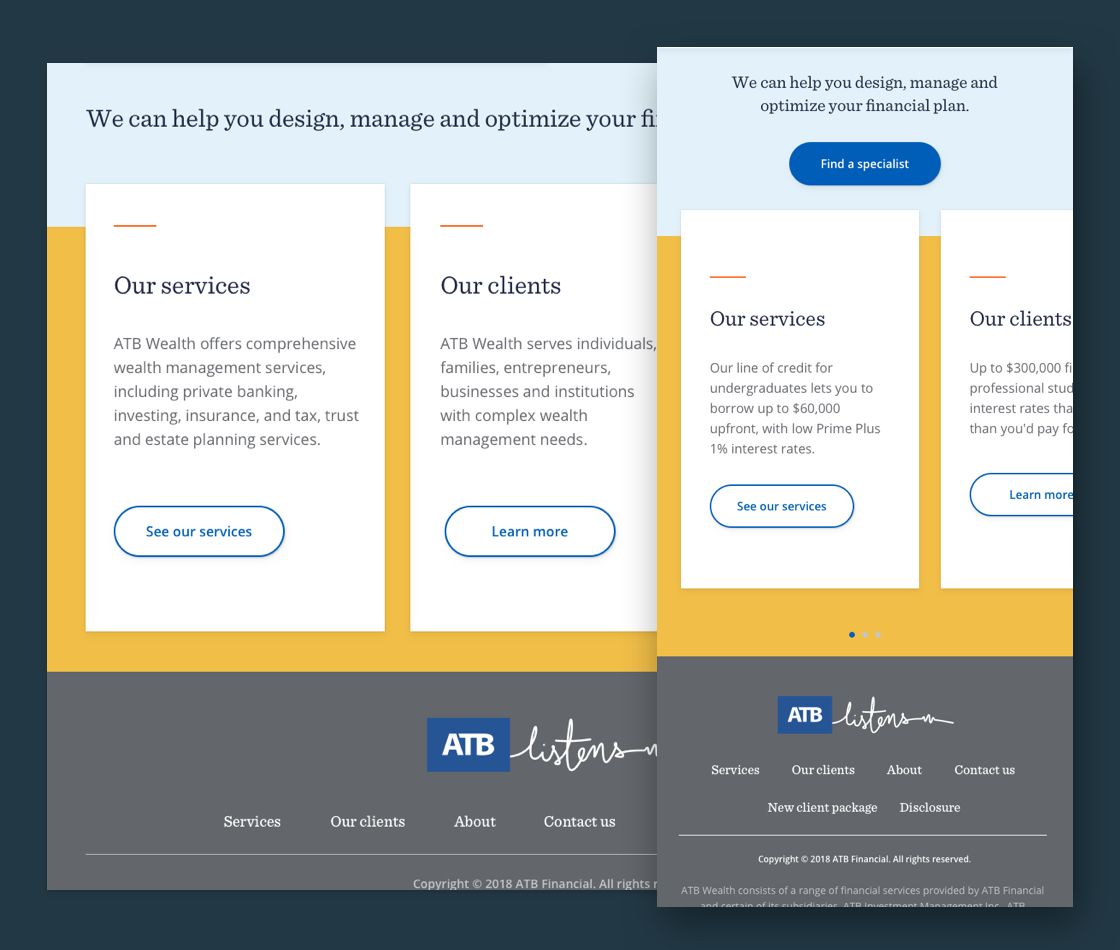 Image of ATB Wealth homepage carousel